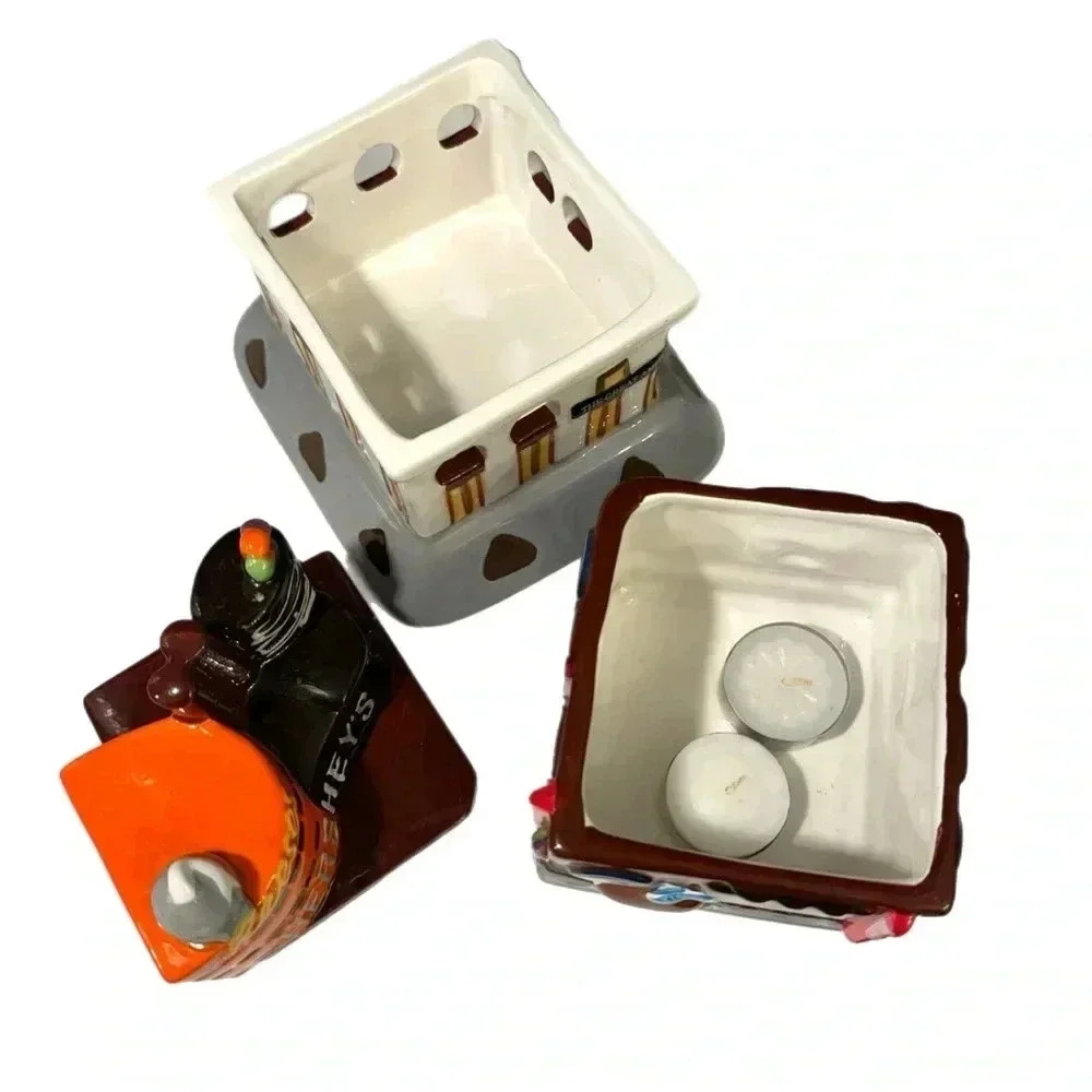 Hershey’s Times Square Ceramic Fondue Dessert Tea Light Heating 3 Piece NWB - Picture 5 of 10